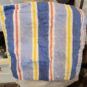 Seersucker Striped Blue and Yellow Twin Bedskirt And Sham